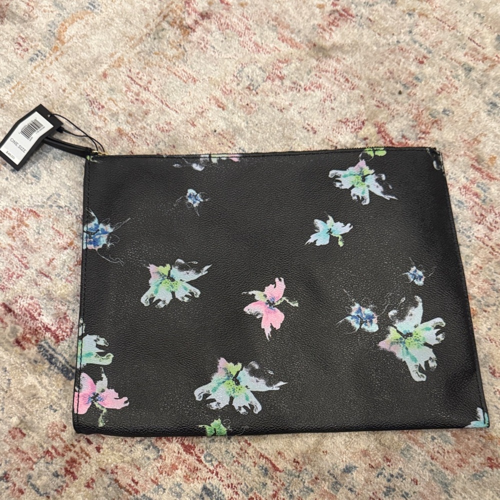 Floral leather clutch